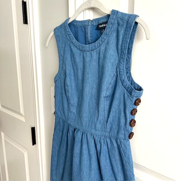 ModCloth Being Breezy A-Line Denim Chambray Button Side Sleeveless Dress Size: S - Picture 3 of 8